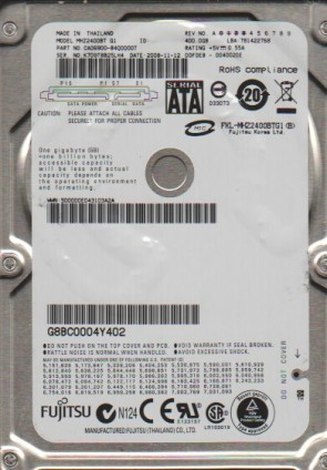 MHZ2400BT G1 Fujitsu 400GB SATA 2.5 Inch Hard Drive